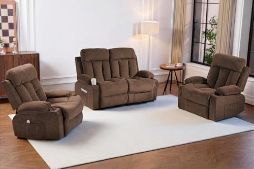 3 Manual Recliner Sofa Set, Loveseat & 2 Chair by WINVO