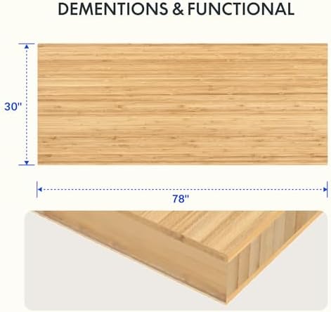 FLEXISPOT Bamboo Desktop 78"x30" Rectangular Tabletop - Image 2