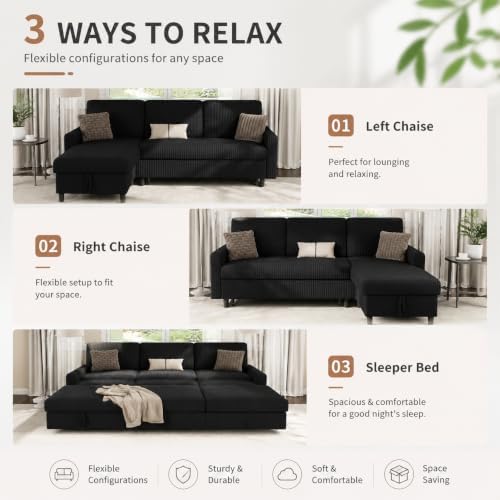 Walsunny 77 Inch Sectional Sleeper Sofa - Image 7