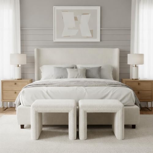 HomePop 19" Modern Channel Tufted Ottoman - Image 2