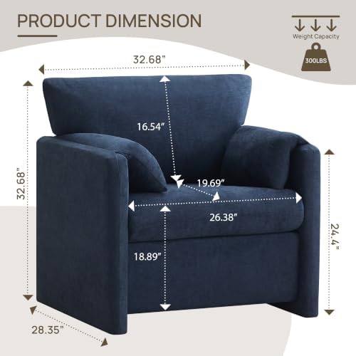 Oversized Accent Chair Set of 2, Comfy Reading Chair - Image 2