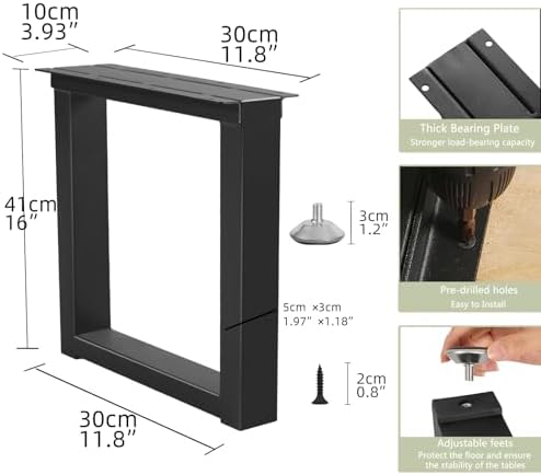Metal Table Legs 16 Inch Bench Feets, Square End & Coffee Table Legs - Image 3