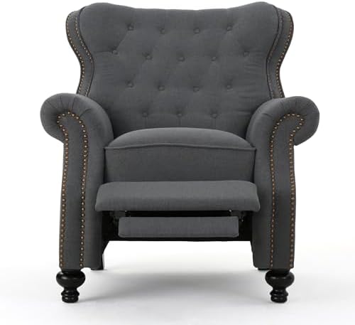 Christopher Knight Home Momo Wingback Recliner Chair, Upholstered Manual Push - Image 6