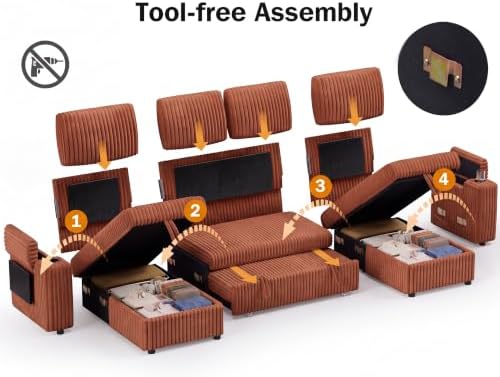 WEUP 108" Modular Sectional Sleeper Sofa - Image 3