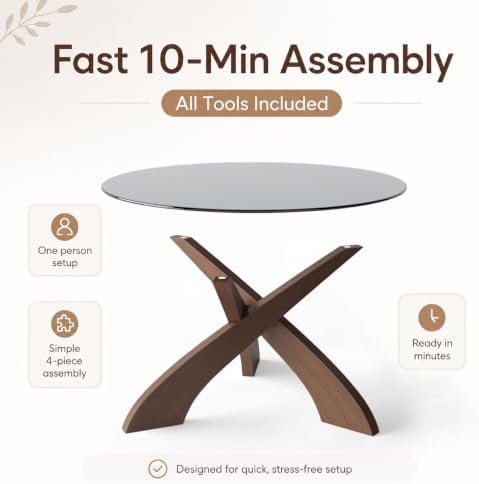Honyee Glass Coffee Table, 30.7” Round Coffee Table - Image 6