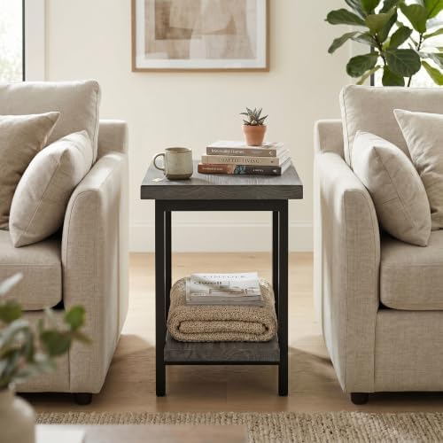 Alaterre Furniture Pomona Solid Wood 2-Tier End Table, Slate Grey - Image 2
