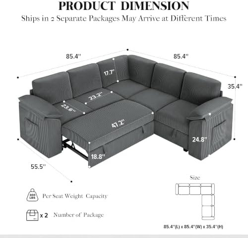Xbrigh 85" Modular Sectional Sleeper Sofa - Image 3