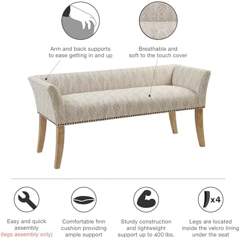 Madison Park Accent Bench for Living Room, Upholstered - Image 6