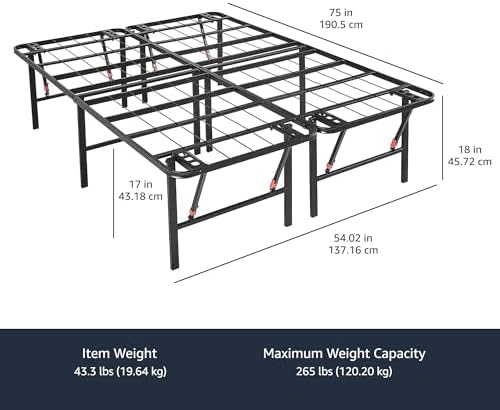 Amazon Basics Bed Frame with Storage, Foldable Metal Platform, Sturdy Steel - Image 3