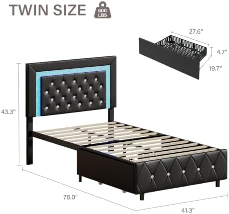 BarnFurin Twin Size Upholstered Bed Frame - Image 2