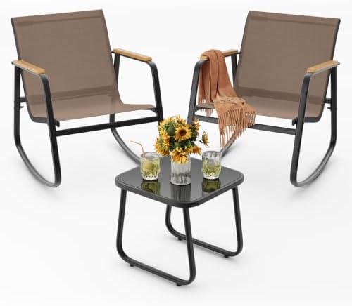Ahomly 3-Piece Outdoor Rocking Bistro Set, Patio Furniture Set by Ahomly