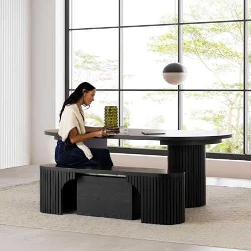 Transformer Table Solid Wood Extendable Round Dining Table Set - Image 2
