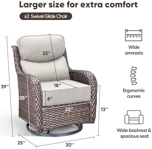 Swivel Patio Chairs sofa Set of 2 - Image 2