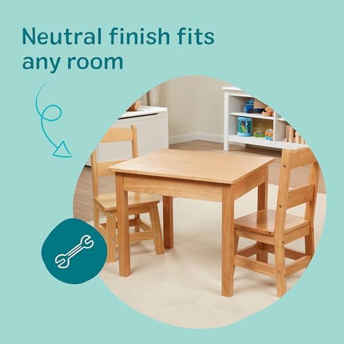 Melissa & Doug Solid Wood Table and 2 Chairs Playroom Furniture - Image 3