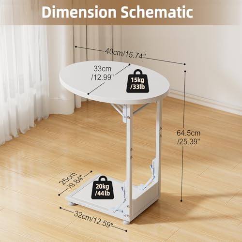 Elbourn Folding Side Table End Couch Tables, C-Shaped TV Stand - Image 3