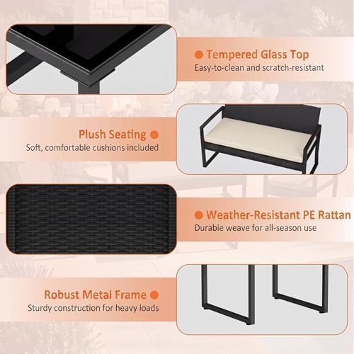 IDEALHOUSE 4 Piece Outside Patio Furniture Set, Outdoor Wicker Rocking Chair - Image 7