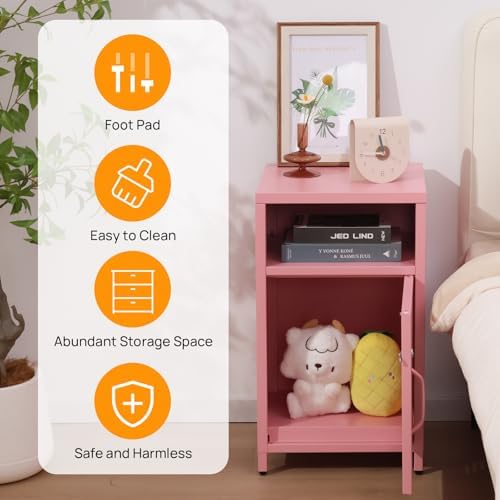ALBAD Metal Nightstand with Lockable Cabinet - Image 3