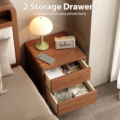 Solid Wood Nightstand Walnut Night Stand - Image 4