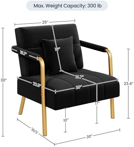 Yaheetech 30" Accent Chair Velvet Armchair - Image 3