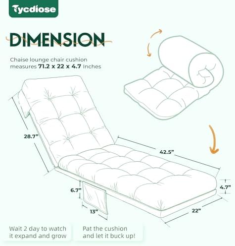 Outdoor Chaise Lounge Chair Cushion, Non-Slip Patio Lounge Chair Cushions - Image 3