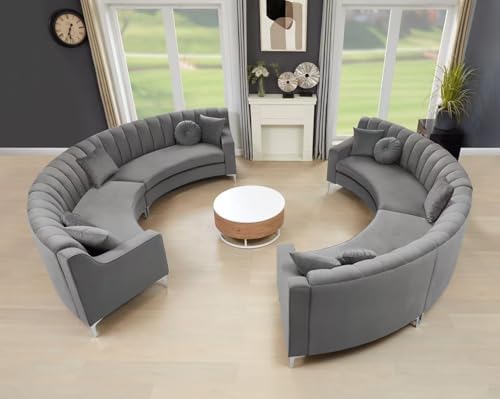 Legend Vansen Semicircle Modular Curved Velvet Sectional Sofa, 141.34”Oversized by LLegendVansen