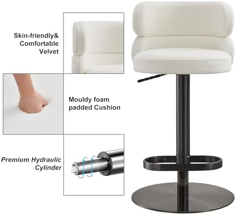 Modern Swivel Bar Stool, Adjustable Height Kitchen Counter Stool - Image 3