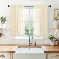 YoungsTex Beige Linen Curtains Kitchen Window Over Sink 34X40 Inch Long by YoungsTex