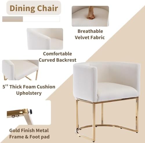 HNY Mid Century Modern Upholstered Barrel Dining Chairs - Image 4