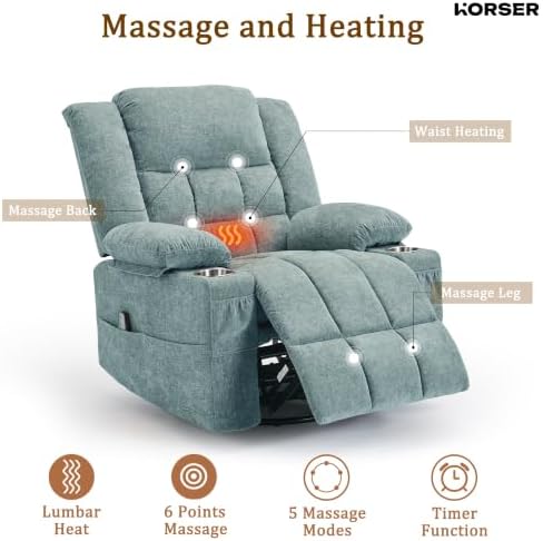 Korser 360° Swivel Rocker Recliner - Image 4