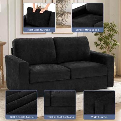 69” Chenille 2-Seat Sofa w/Comfortable Back Cushions - Image 4
