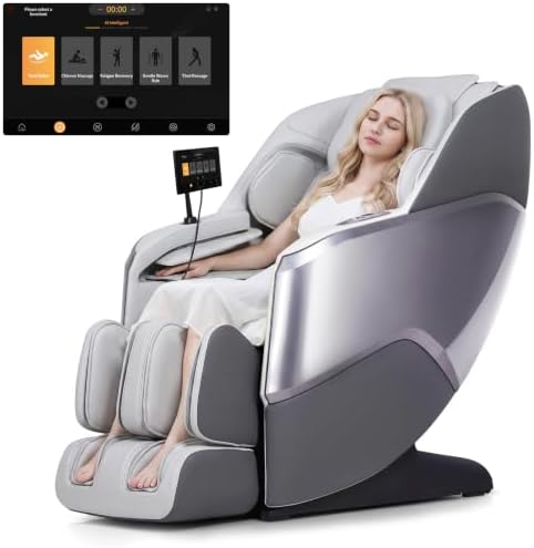 4D Massage Chair Full Body Zero Gravity SL Track Recliner，Grey by RelaxRelife