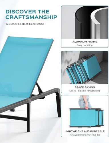 Ciokea Aluminum Foldable Lounge Chairs Set of 2 - Image 4