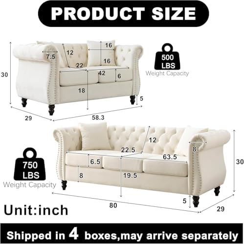 2 Piece Chesterfield Velvet Combination Sofa - Image 2