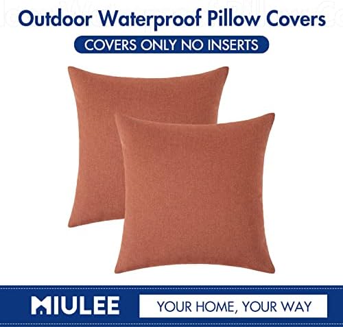 MIULEE Decorative Outdoor Pillow Covers Waterproof 12x12 Coral Red - Image 5