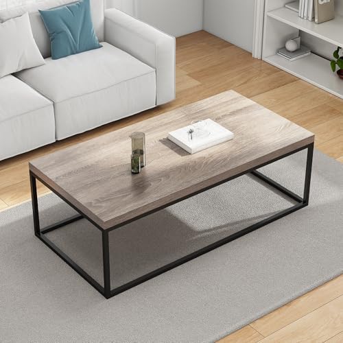 CENSI 47" Grey Wash Oak Coffee Table/Center Table, Large Size by CENSIFURNITURE