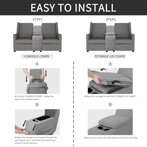 Easy-Going 2-Piece Recliner Console Cover Light Gray - Image 5