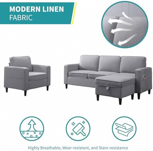 BALUS 78" Living Room Couches Set, 3 Seater Sofa - Image 4