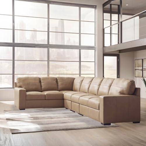 Signature Design by Ashley Large Leather Sectional Sofa, Toffee Brown - Image 2