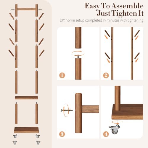Yoobure Solid Wood Coat Rack Freestanding - Image 6