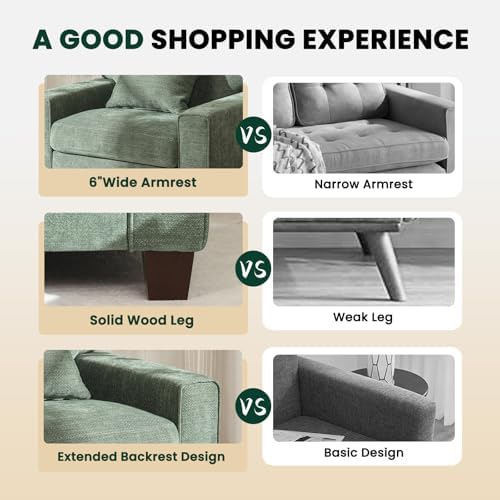 DOPEDIO 88.58" Sofa Set, Chenille Loveseat & 2 Accent Chairs - Image 5
