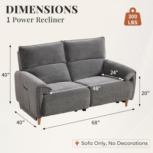 ANJ Loveseat Left Power Recliner Sofa Grey - Image 2