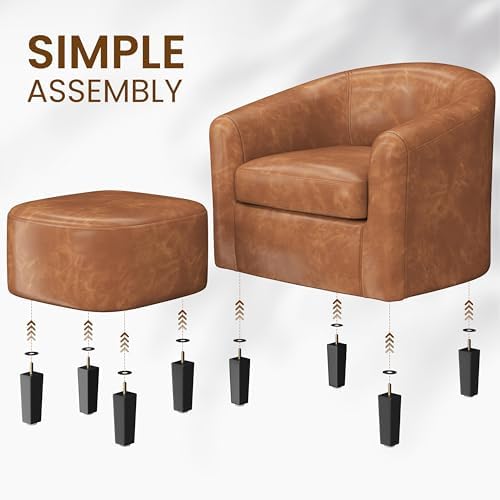 Yaheetech Accent Chairs with Ottoman Set of 2, Faux Leather - Image 6