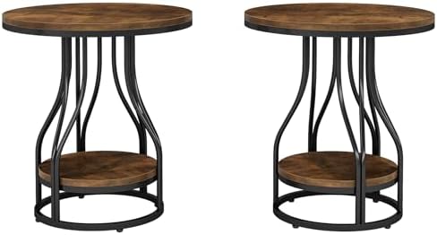 Tribesigns Round Side End Table 2-Tier End Tables Modern Bedside Table Small by Tribesigns