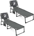 COSTWAY Tanning Chair with Face Hole, Folding Beach Lounge Chair by COSTWAY