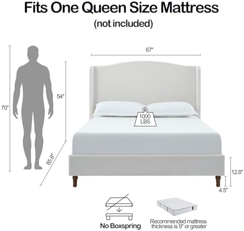 Queen Textured Canvas Chenille Bed Frame - Image 2