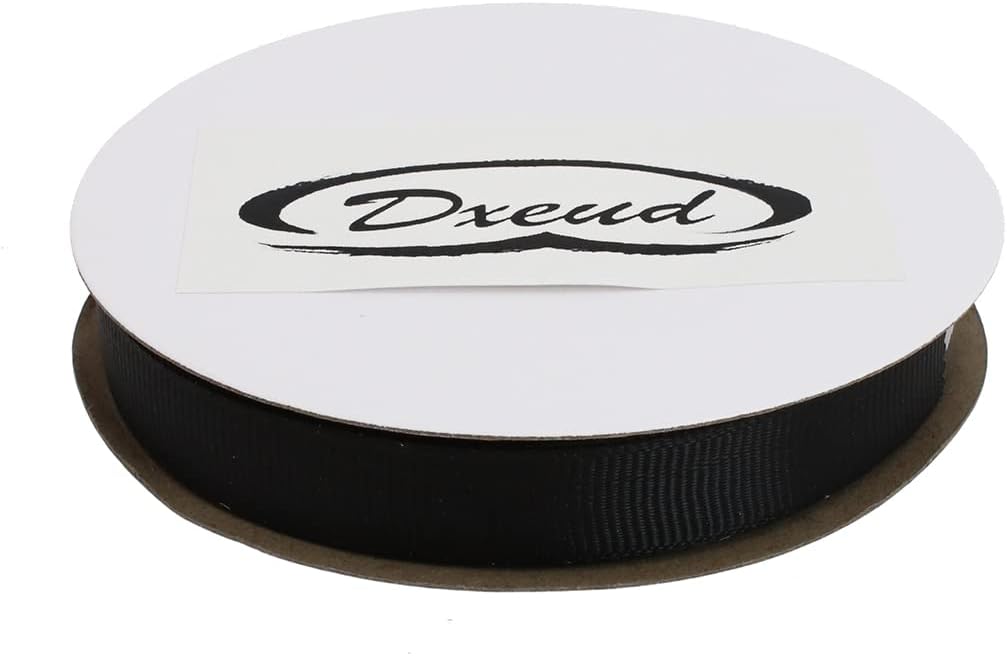 Solid Grosgrain Ribbon 25 Yard Each Roll 100% Polyester Woven Edge (5/8", Black)
