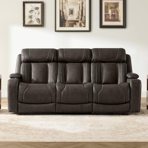 Watson & Whitely Power Reclining Sofa 3-Seat, Genuine Leather Dark Brown - Image 2