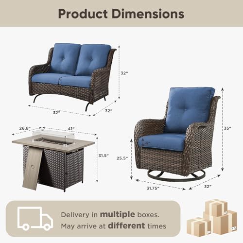 Belord 4 Piece Patio Wicker Furniture Set, Outdoor Swivel Rocker Chairs - Image 2