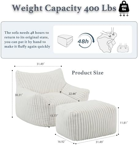 Gericco Oversized Bean Bag Chaise Lounge Chair - Image 2