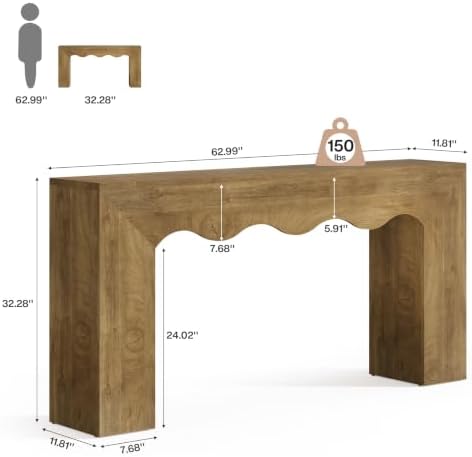 Tribesigns 63" Farmhouse Console Table, Wooden Couch Table Behind Sofa - Image 2